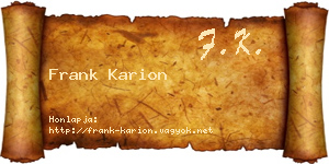 Frank Karion névjegykártya